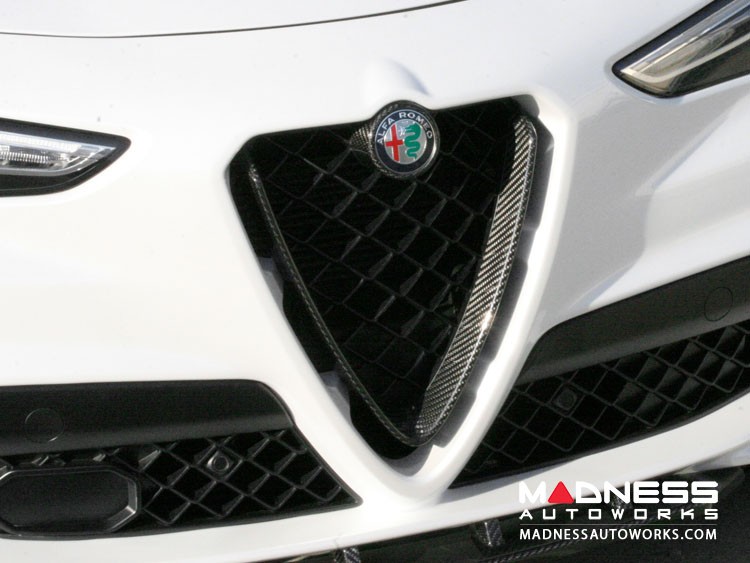 Alfa Romeo Stelvio Front V Shield Grill Frame + Emblem Frame Kit